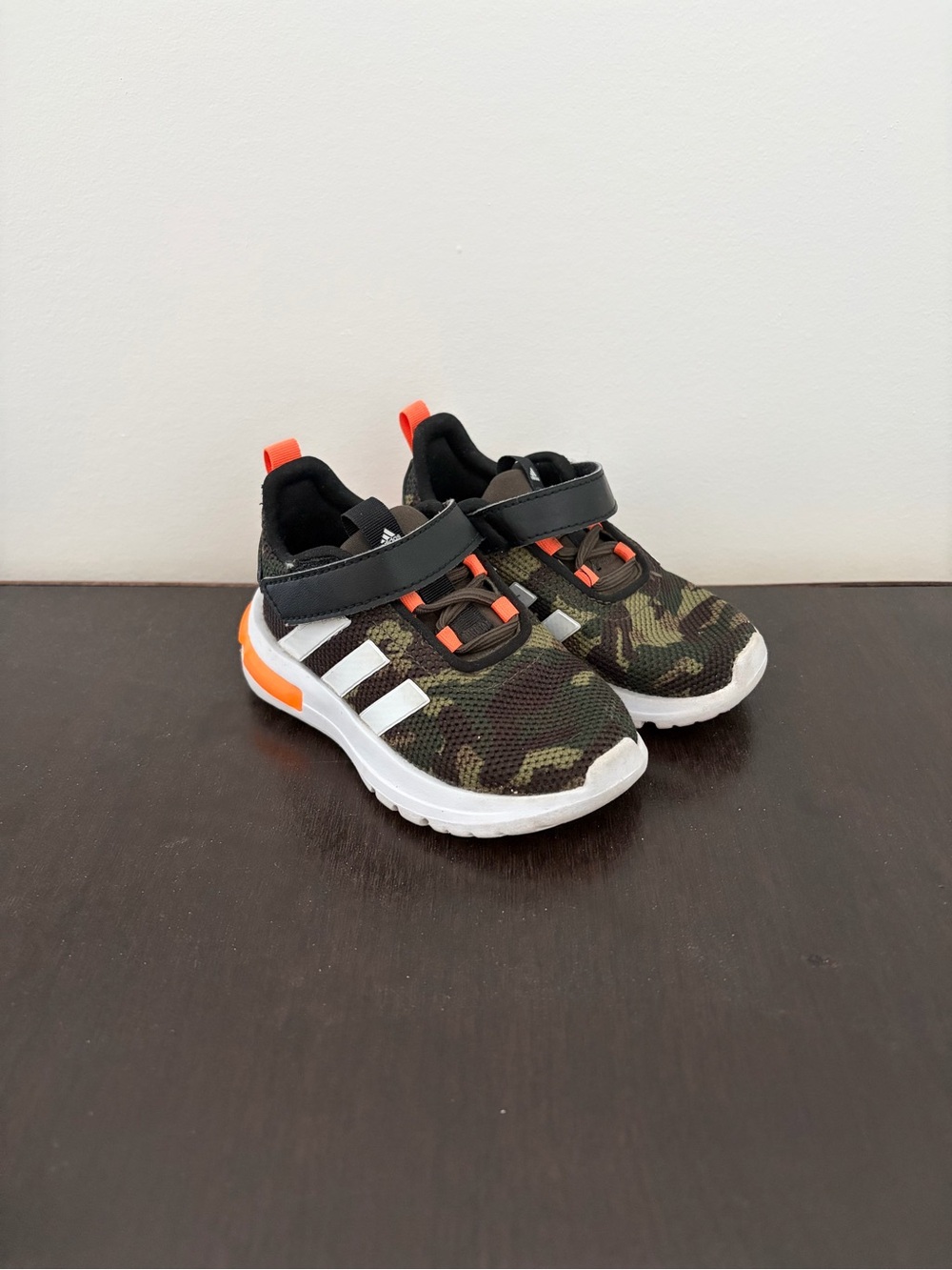 Toddler Camo Athletic Sneakers with Orange Accent
